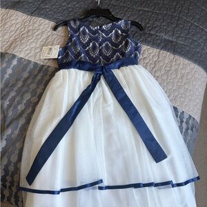 Sorbet Navy and White Formal Kids Dress
